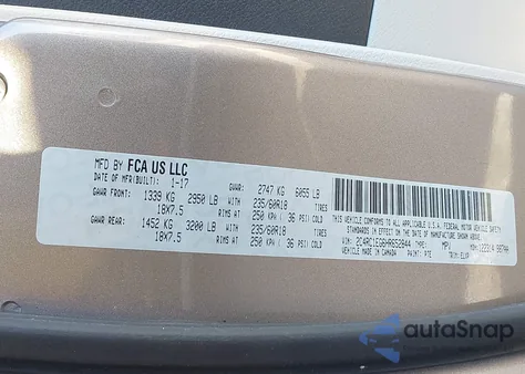 2017 Chrysler Pacifica Touring-L Plus z USA, uszkodzony, nr VIN 2C4RC1EG6HR652844